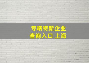 专精特新企业查询入口 上海